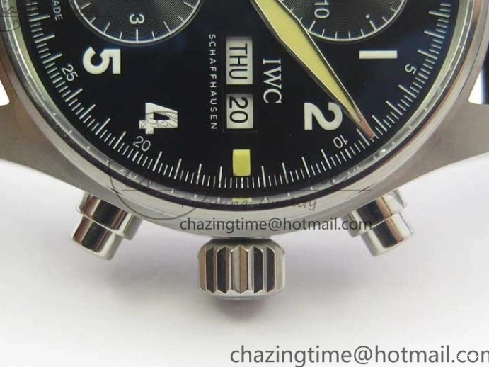 MIROTIME 0508 Pilot Chrono Spitfire IW387903 SS ZF 1:1 Best Edition Black Dial on Brown Leather Strap A OdorResistant 7127